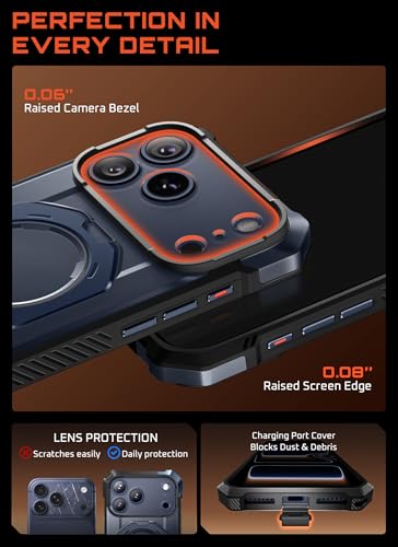 SUPCASE for iPhone 17 Pro Max Case with Built-in Kickstand, Azure | Camera Control Cover, Compatible with MagSafe, Anti-Slip Grip, Military-Grade Protection, Rugged Magnetic Phone Case, UB Grip - color: Azure, size: iPhone 17 Pro Max