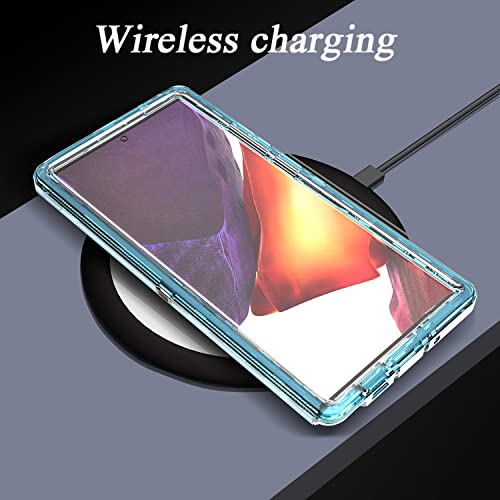YmhxcY Note 20 Ultra Cover, Galaxy Note 20 Ultra 3 Layer Durable Shockproof Drop Protection/Solid Silicone Clear Case - Transparent Blue - color: Transparent blue