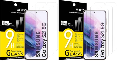 NEW'C 6 Pack Designed for Samsung Galaxy S21 5G (6.2), Screen Protector Tempered Glass, Scratch-Proof, Bubble-Free, Ultra Resistant (0.26 mm HD Ultra Transparent) 9H Hardness Glass - size: S21 6.2 inches (Pack of 2)
