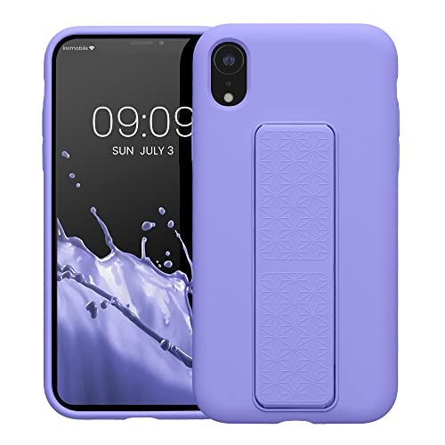 kwmobile Case for Apple iPhone XR Case - Soft TPU Cover with Silicone Coating - with Hand Strap and Stand Function - Shockproof - Lavender - color: lavender