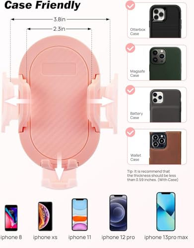 JOYTUTUS Cup Holder Phone Mount for Car, Car Cellphone Large Adapter Long Arm with 360 Degree Rotation, Compatible with iPhone, Samsung & All Smartphones,Pink,1 Pack - color: pink