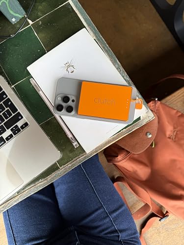 Clutch - Pro USB-C Portable Charger - Compatible with iPhone 15, 16, 17 & Android Devices - Power Bank Magnetic Battery - TSA Travel Approved - USB Rechargeable - Built-in Cable - 5000 mAh - 3.7oz - color: Orange