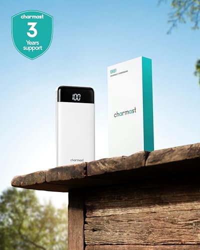 charmast Power Bank Portable Charger with Reinforced Built-in 4 Cables - color: White