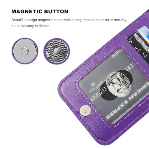 KIHUWEY for iPhone 14 Wallet Case Card Holder Kickstand, Dark Purple - color: Dark Purple