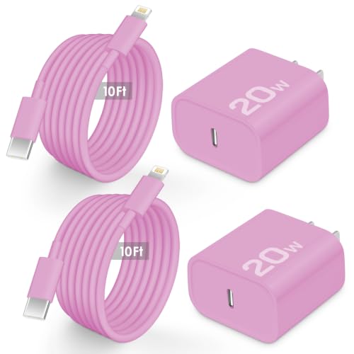 AISNI Fast Charger for iPhone 14 13 with 10 Ft iPhone Charger Cable - color: Pink, size: 10ft