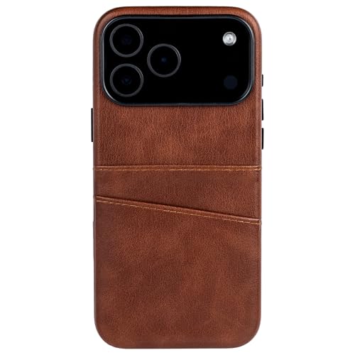 Dockem Card Case for iPhone 17 Pro Max with Magnetic Mounting Plate, Camera Control Button, Wallet with 2 Holder Slots: M2 Exec Premium Synthetic Leather (Brown) - color: Brown, size: 17 Pro Max