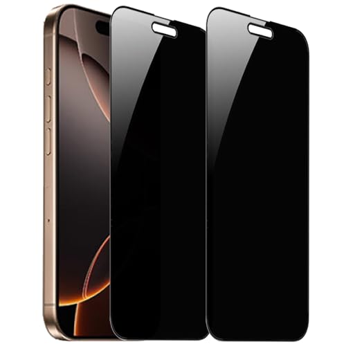 2 Pack 360 Degree Privacy Screen Protector for iPhone 16 Pro Max 6.9 inch Anti-Spy 4 Directions Tempered Glass 4 Sides Anti-Peeping Film