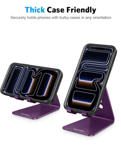 OMOTON C2 Adjustable Cell Phone Stand with Charging Cutout, Deep Purple - color: Deep Purple