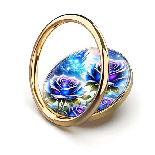 Cell Phone Ring Holder, Cute Metal Phone Grip Stand Finger Ring Kickstand, Flexible 360°Rotation Phone Tablet Case Accessories Compatible with Most Phones Blue Roses Castle - color: Blue Roses Castle