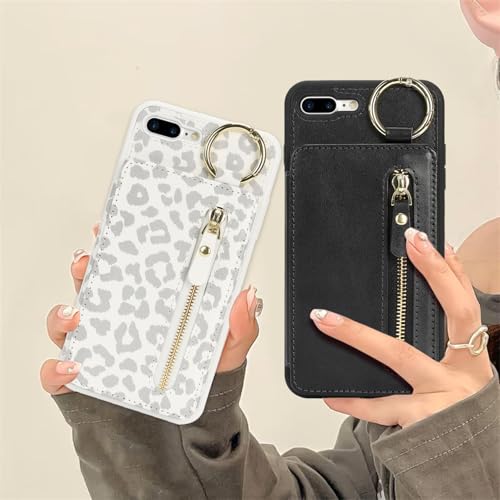 Havaya Flip Case for iPhone 8 Plus & iPhone 7 Plus - White Leopard Print - color: White leopard print-Ring, size: iPhone 8 Plus & iPhone 7 Plus