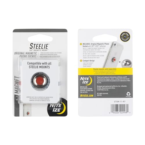 Nite Ize Steelie Magnetic Phone Socket - Strong Dashboard Mount Phone Socket for a Secure Hold - Smooth Glide - Adjustable Viewing - Works with Steelie Mounts - style: Phone Socket