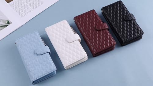 Harryshell 2 in 1 for iPhone 17 6.3 inch Wallet Case Magnetic Compatible with Magsafe RFID Blocking Card Holder Detachable Phone Cover Zipper Purse Kickstand Wrist Strap Men WomenQuilted Black - color: Quilted Black, size: iPhone 17