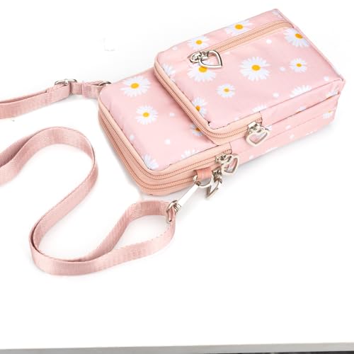 Small Crossbody Bag for Women - Mini Phone Purses with Crossbody Strap and Wallet - Nylon Arm Bag - color: B-chrysanthemum Pink