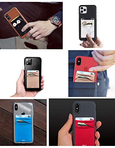 RFID Blocking Phone Card Wallet - Double Secure Pocket - Ultra-Slim Self Adhesive Credit Card Holder Card Sleeves Phone Wallet Sticker All Smartphones(Purple)-2PC - color: Dark Purple