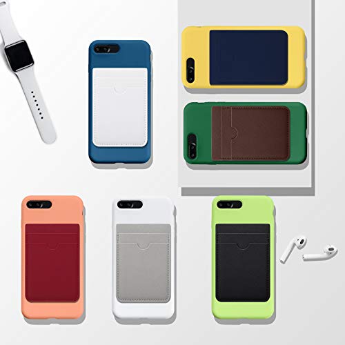 Weewooday 6 Pcs 6 Pcs Stick on Phone Card Holder Wallet, Solid, Multi-color - color: Multi-color