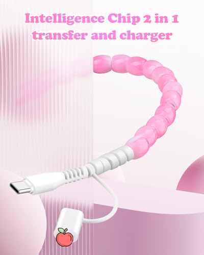 JAKPAK Multi 4 in1 USB Cable for iPhone Beaded Phone Charger 6.6FT, Pink - size: 6.6FT/2M