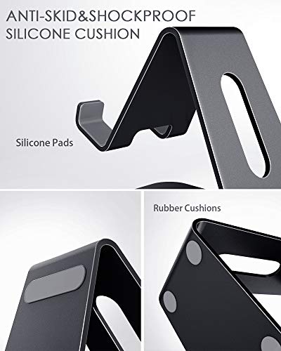 CreaDream Phone Stand Holder, Aluminum Phone Stand for Desk - color: Black