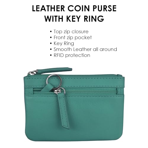 ili New York Leather Mini Compact Coin Purse - Aqua - color: Aqua