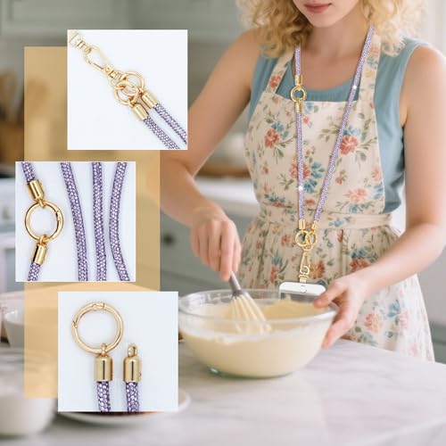 ABJFJE Crystal Phone Lanyard Crossbody & Wrist Strap Phone Strap Crossbody & Wrist Lanyard Anti Theft Phone Strap for Women - color: Light Purple Crystal