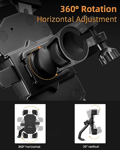 ROCKBROS Bike Phone Holder, Quick Release Handlebar Mount 360° Rotation - color: Black