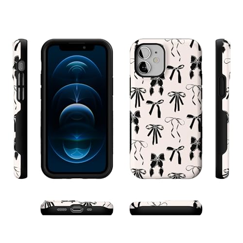Casely iPhone 12 Mini Case | Goth Girlie | Black Bows | Bold Protective Design | Compatible with MagSafe - color: Goth Girlie | Black Bows, size: Iphone 12 Mini