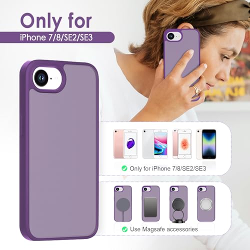 TENOC Phone Case Compatible with iPhone SE (2nd 2020 and 3rd 2022 Generation) & iPhone 7 & iPhone 8, Dark Purple Case Translucent Protective Bumper Matte Hard Back Cover for 4.7 Inch - color: Dark Purple, size: iPhone 7/8/SE