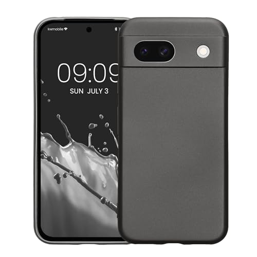 kwmobile Case Compatible with Google Pixel 8a Case -Soft TPU Back Phone Cover - with Metallic Look - Metallic Grey - color: Metallic Grey