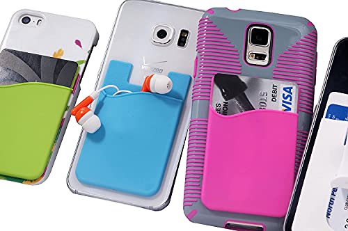 Adhesive Cell Phone Wallet for Back of Phone Case. Silicone Stick On Sleeve for iPhone, Android & Flat Surfaces, Great for Credit Cards, Business Card, Money & ID Card (Black 1 Pack) - color: Black 1 Pack