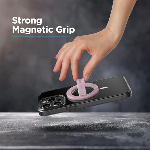 2-Pack Magnetic Phone Grip Holders for iPhone, Compatible with MagSafe (Soft-Touch Silicone) Cute Finger Loops for Women, Comfortable and Secure Fit (Clear Sparkle & Glitter Pink) - color: Pink Glitter