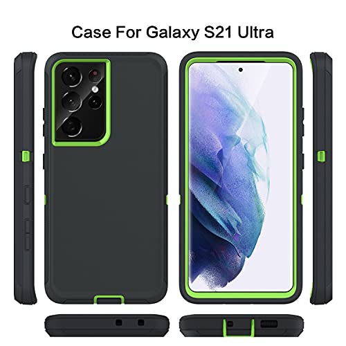 MXX Case Compatible with Galaxy S21 Ultra Case, 3-Layer Super Full Heavy Duty Body Bumper Cover/Shock Protection/Dust Proof, Designed for Samsung Galaxy S21 Ultra 5G 6.8 Inch 2021 (Green/Gray) - color: Green/Gray