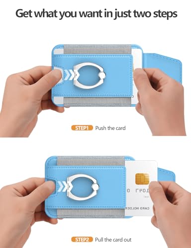 for Magsafe Wallet with Grip, 6-Card Holder; Stronger Magnetic Phone Wallet - color: Light Sky Blue