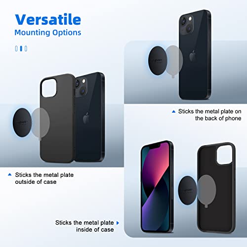 volport Metal Plate for Phone Magnet, 10 Pack MagicPlate with Adhesive Replacement for Magnetic Phone Car Mount Holder & Cradle & Stand (Vent/CD/Windshield/Dashboard) - Rectangle and Round