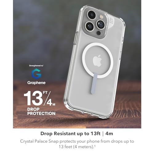 ZAGG Crystal Palace Snap iPhone 15 Pro Max Clear Phone Case - Drop Protection (13ft/4m), Durable Graphene, Anti-Yellowing, and Scratch-Resistant MagSafe Phone Case - size: iPhone 15 Pro Max, style: With Magsafe