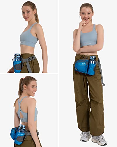 WATERFLY Fanny Pack Waist Bag: Waist Pack for Women Men with Water Bottle Holder Hiking Fanny Pack for Running Walking DogWalking Travel Cycling - color: blue
