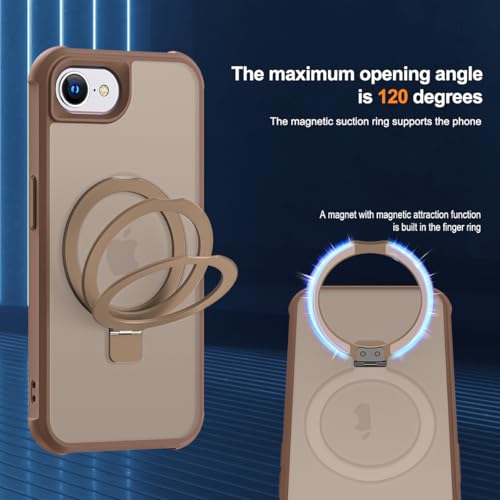 SKYLMW Compatible with iPhone 16e/17e Case with Stand,Desert Brown | iPhone 16e Case iPhone 17e Case 6.1",Magnetic Ring Stand,Compatible with MagSafe,Military-Grade Protection,Great Grip Feeling - color: Desert Brown, size: Iphone 16e & Iphone 17e