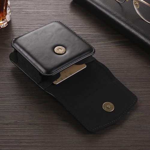 Galaxy Z Flip 5G Waist Belt Bag Leather, Mobile Phone Holster Wear Belt Waist Pack Leather Case with Belt Loop Compatible with Samsung Galaxy Z Flip 7 6 5 4 3 5G (SM-F700 SM-F707 SM-F711) Moto RAZR - color: Black