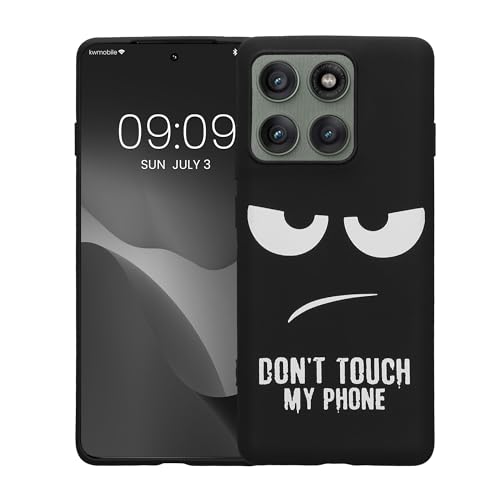 kwmobile TPU Silicone Case Compatible with Motorola Edge 60 Pro - Case Soft Cover - Don't Touch My Phone White/Black - size: Edge 60 Pro