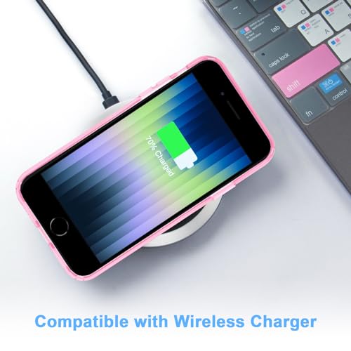 JJGoo Compatible with iPhone SE Case 2022/2020, Compatible with iPhone 7 8 Case Clear Soft Transparent Shockproof Protective Slim Thin Bumper Phone Cover, Pink - color: Pink