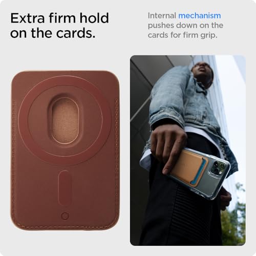 Spigen for MagSafe Wallet, Holds 2 Cards, Strong Magnet, Valentinus MagFit - color: PU Brown, size: 2-Cards