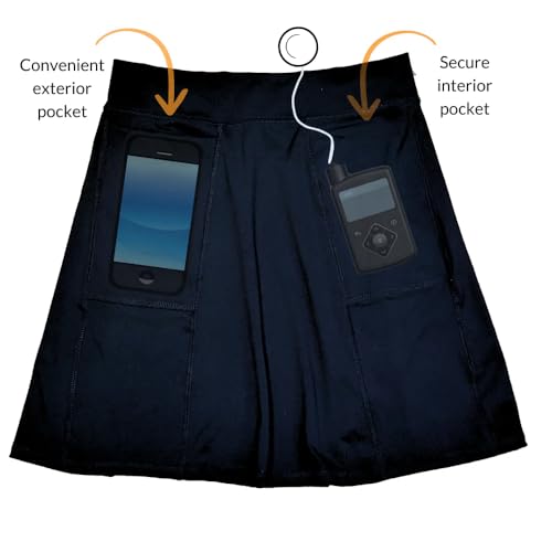BANDI Pocketed Skirt - Women's Everyday Skirt with Pockets, UPF 50, 4-Way Stretch, Lightweight, Wrinkle-Free – Made in USA - color: Black, size: XX-Large