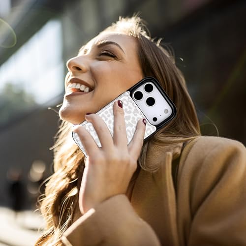 HAOPINSH Wallet Case with Card Holder for iPhone 17 Pro, White Leopard Cheetah Pattern Back Flip Folio PU Leather Kickstand Card Slots Case for Women, Double Magnetic Clasp Shockproof 6.3" - color: White Leopard