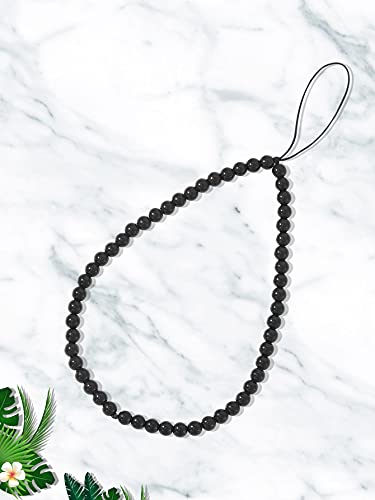 Natural Semi-Precious Gem Stones Beaded Phone Charm - style: Black Agate