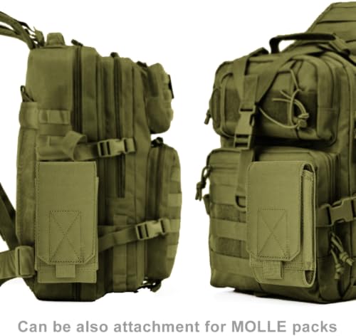 Urvoix MOLLE Cell Phone Pouch, Heavy Duty Tactical Belt Phone Holster | Phone Case Fits MOLLE Backpacks, Vests & Gear for Outdoor EDC, Nylon Phone Bag for iPhone 17 16 15 14 13 12 Pro Max, Green - color: Green
