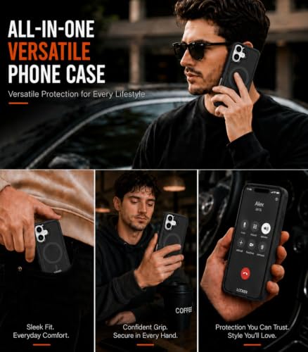 LOOXER® Heavy Duty Rugged Magnetic Case for iPhone 17 (6.3”) | Military Grade Shockproof Protection,MagSafe Compatible+ Tempered Glass Included (Black, 17) - color: Black, size: 17