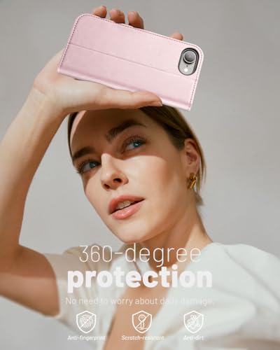 OCASE for iPhone 17e/iPhone 16e Wallet Case, Card Holder, Pink | RFID Blocking, Kickstand, Magnetic Closure, PU Leather Flip Folio, Shockproof TPU Shell, Protective Phone Cover (6.1") - color: Pink