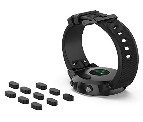 10 Pack Dust Plug Compatible with Garmin Fenix 8 7 7S 7X 6 6S 6X Pro 5 5S 5X Plus/Vivoactive 3/4/Venu Sq/Forerunner 245/935 Silicone Charger Port Protector Anti Dust Plugs Caps Cover - Black - color: Black