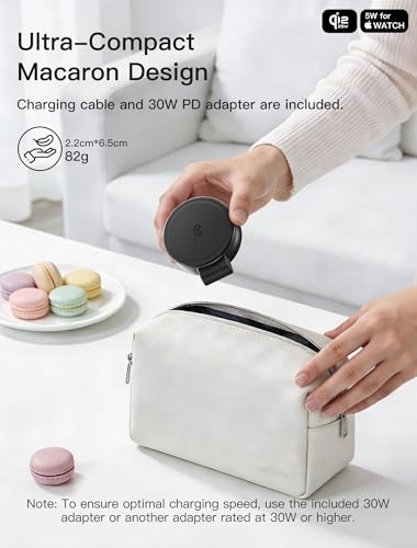 2 in 1 Magnetic Wireless Charger, Qi2 25W Fast Charging Pad for MagSafe - color: Black