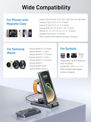 Magnetic Wireless Charger for Samsung, Charging Station for Galaxy S26 - color: Tech Gray
