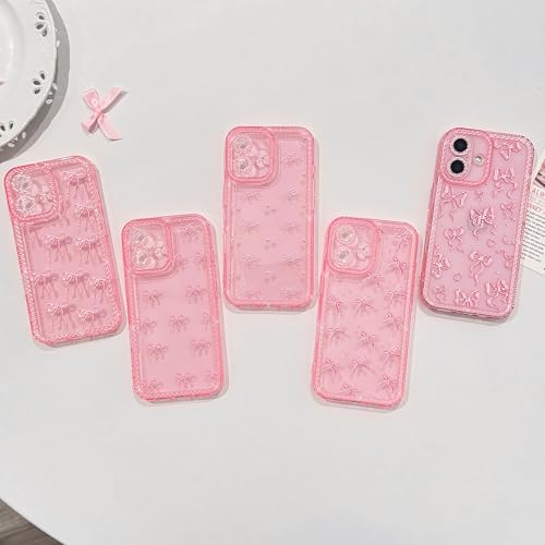 NITITOP Compatible with iPhone 16 Plus Case Cute Clear Pink Glitter Bow Knot Design Shiny Star Sparkle Bling Diamond Girls Women Soft TPU Shockproof Protective Phone Cover - Large Bow - color: Large Bow, size: iPhone 16 Plus