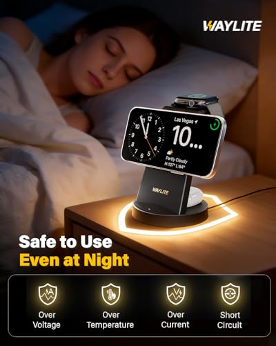 3 in 1 Fast Charging Station for iPhone, 25W Wireless Magnetic Phone Charger for iPhone 17 16e 16 15 14 13 12 Serise, Watch Charger Stand, Wireless Charging Station for AirPods 4 3 Pro, Black - color: Black